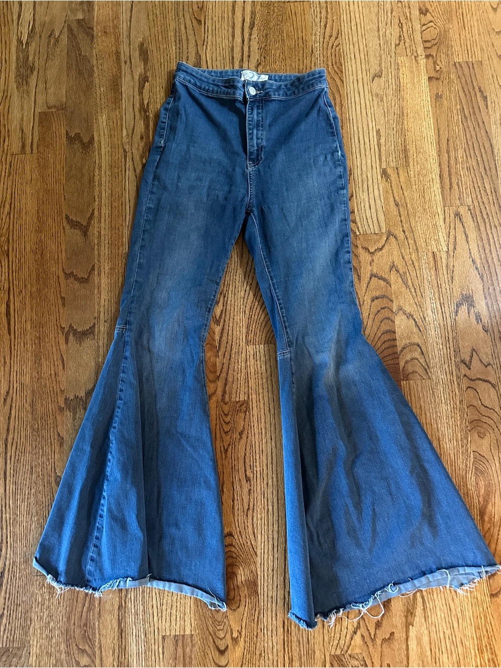 Free People We The Free Raw Edge Flare Jeans High Rise Bell Bottom Blue 27